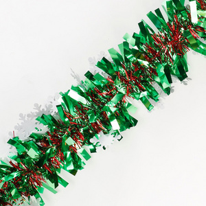 2M Christmas Bar Shiny Ribbon Garland Xmas Tree Ornaments Snowflake Green Cane Tinsel Party Decoration