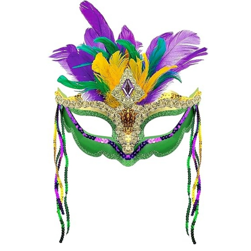 Masquerade Carnival Venetian Ball Prom Sequin Mask with Feathers for Mardi Gras Women Carnival Parade Sexy Cosplay Costume