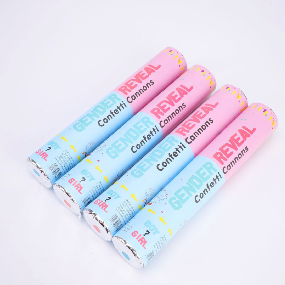 New Gender Reveal Holi Powder Tube Smoke Confetti Cannon 30CM Pink Blue 100% Biodegradable Tissue Safe Powder Cannon