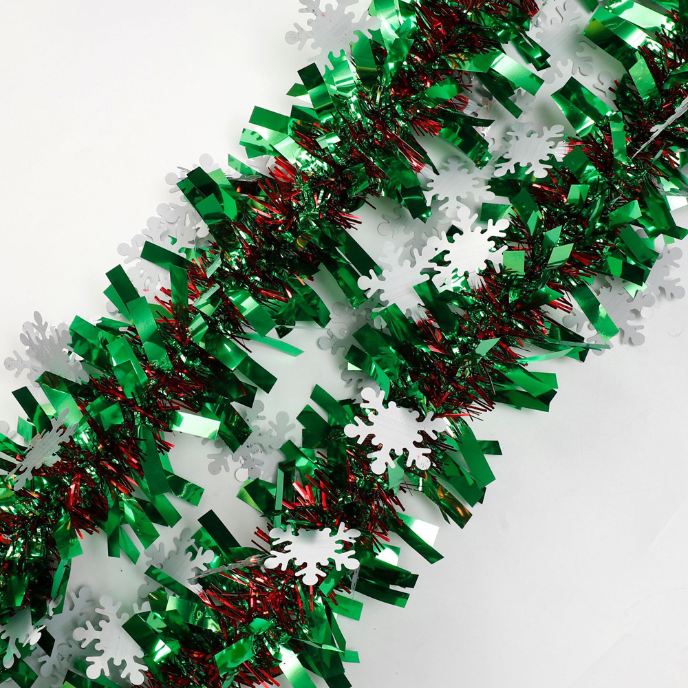 2M Christmas Bar Shiny Ribbon Garland Xmas Tree Ornaments Snowflake Green Cane Tinsel Party Decoration