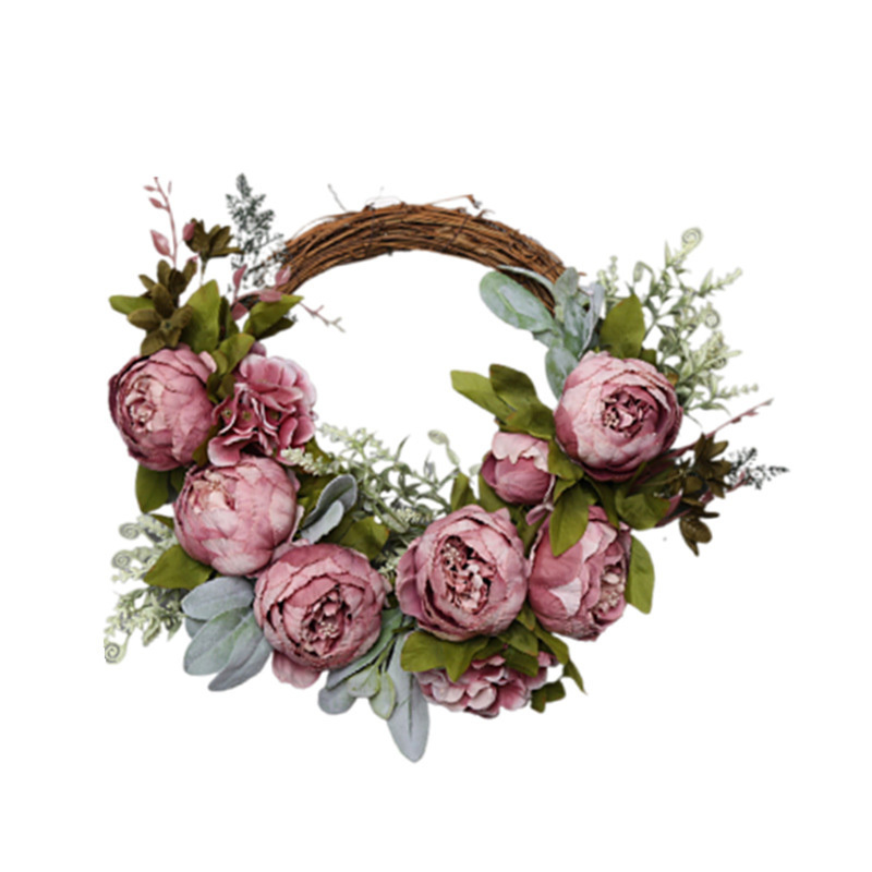 Natural Rattan Circle Simulation Garland Wedding Flower Wreath Floral Arrangement Nordic Home Front Door Wall Hanging Decor