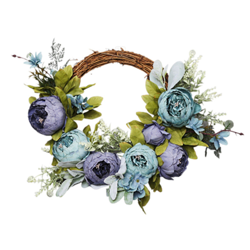 Natural Rattan Circle Simulation Garland Wedding Flower Wreath Floral Arrangement Nordic Home Front Door Wall Hanging Decor