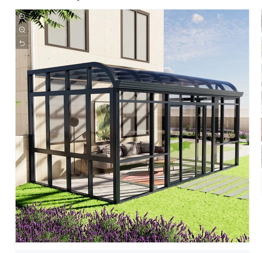 Lowes Unique Design Curved Glass Sunroom with Aluminum Frame Waterproof Feature Offers Comfortable Outdoor Living Experience