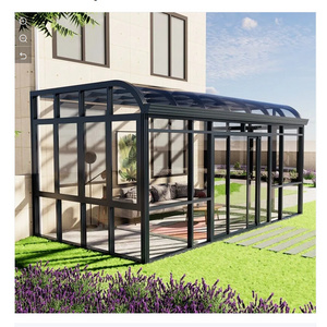 Lowes Unique Design Curved Glass Sunroom with Aluminum Frame Waterproof Feature Offers Comfortable Outdoor Living Experience