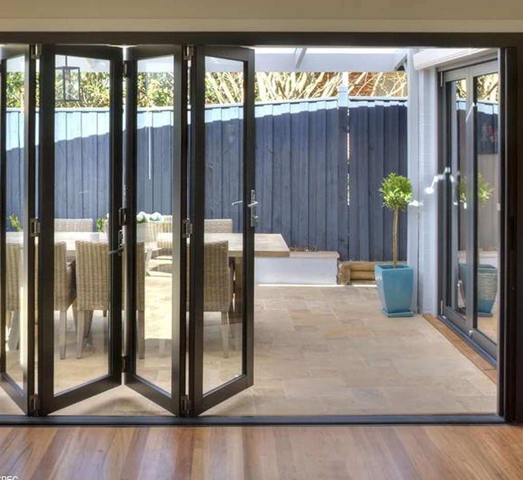 Woodland Grey Double Glazed Bi-Fold Doors Hurricane-Proof Aluminum Exterior Folding Patio & Bathroom Bifold Doors