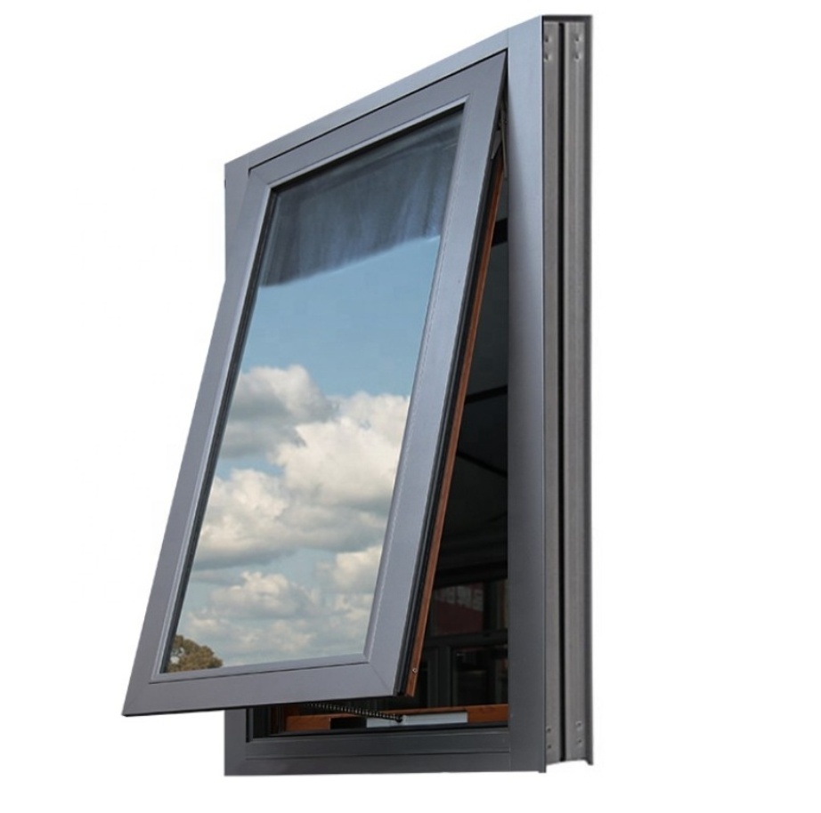 American Two-Way Opening Tilt Turn Aluminum Casement Window Inswing Double Glazed Vertical HP Swing Anodized Stainless Steel