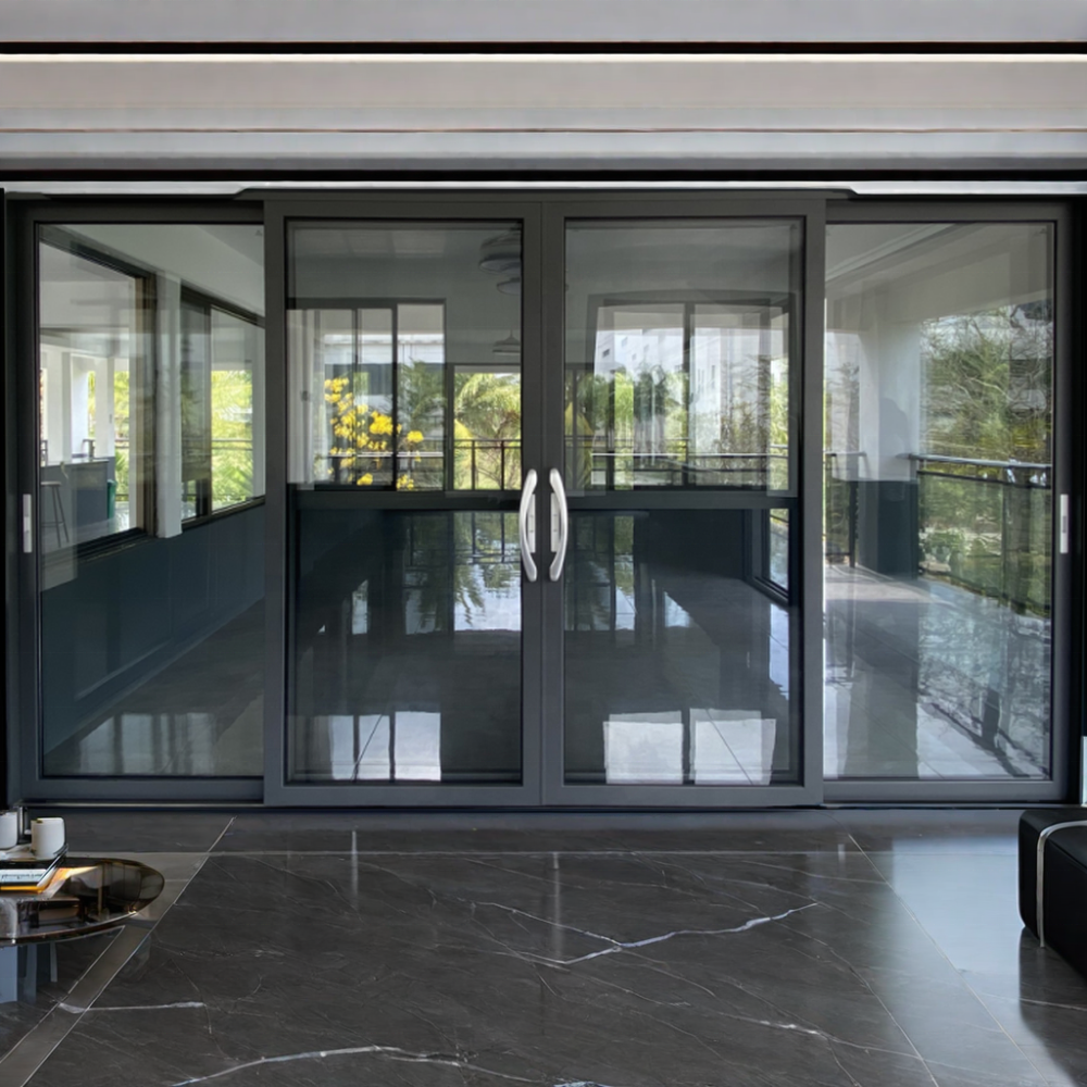 Glass Sliding Door Double Glazed Aluminium Patio Door American Style 4-panel Bedroom Modern Aluminum Alloy Sound Insulation