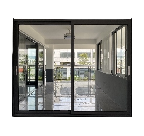 Frame Patio Sliding Door Design Powder Coated Aluminium Wholesale Price Aluminum Double Glass Sliding Door Modern Waterproof