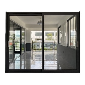 Frame Patio Sliding Door Design Powder Coated Aluminium Wholesale Price Aluminum Double Glass Sliding Door Modern Waterproof