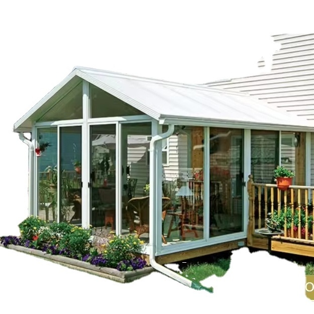 Lowes Unique Design Curved Glass Sunroom with Aluminum Frame Waterproof Feature Offers Comfortable Outdoor Living Experience