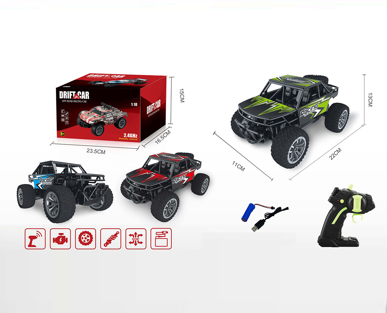 Scale Remote Control Car High Speed All Terrain Electric Toy Off Road RC Monster Vehicle Truck Crawler for Boys Kids and Adults