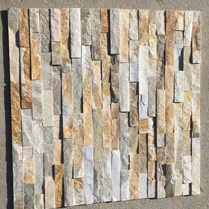 High Quality Natural Cream Quartzite Stone Decoration wall cladding Panels for fireplace claddings natural surface wall tiles