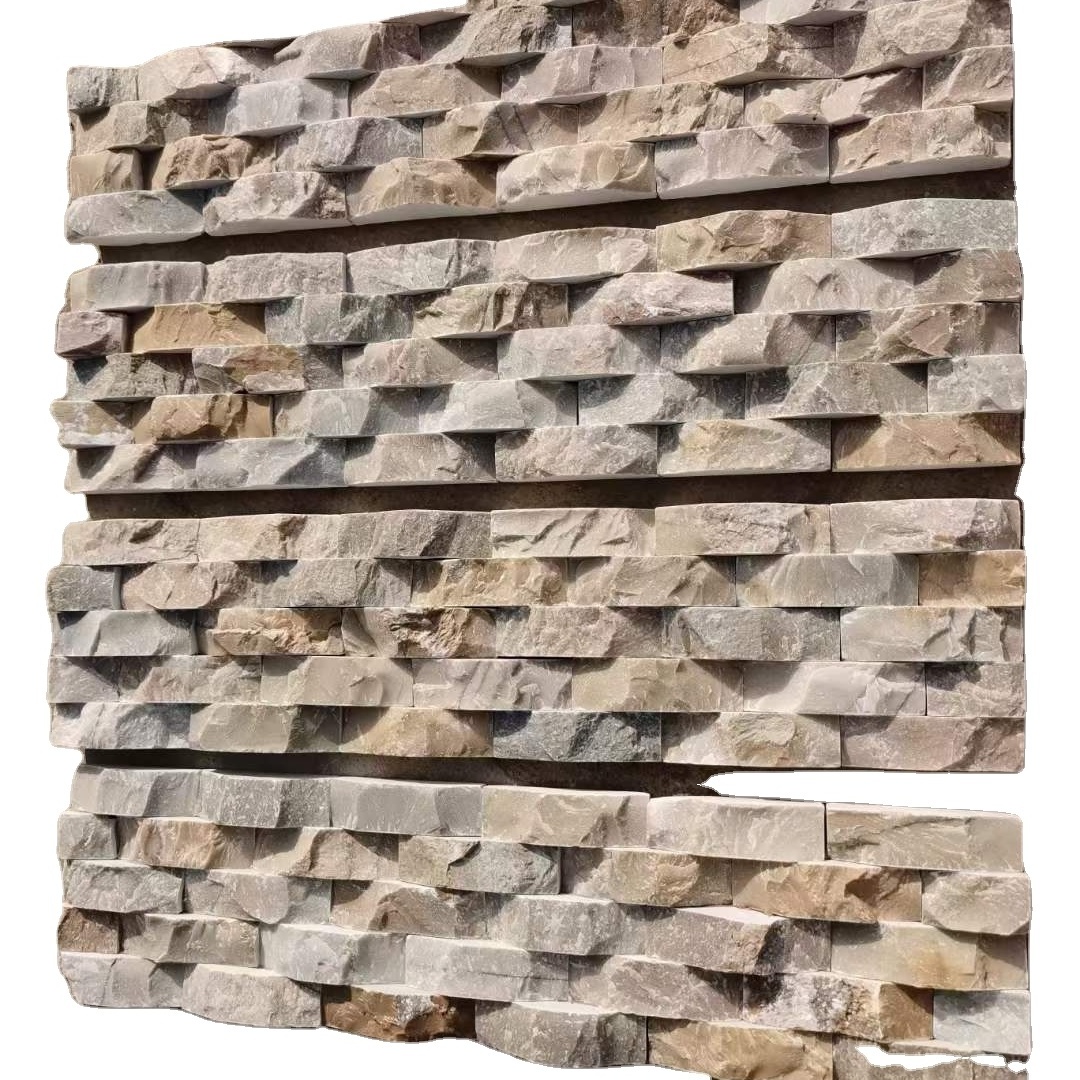 HOT Sale 3D Wave Shape Stone Slate Quartz Wall Panel in Stacked Stone Style for Wall Decoration