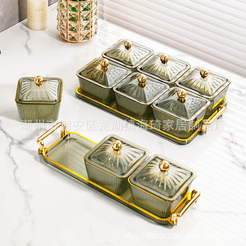 Nordic Entry Luxury Separated Plastic Fruit Plate Snack Household Tea Dessert Dried Candy Bar