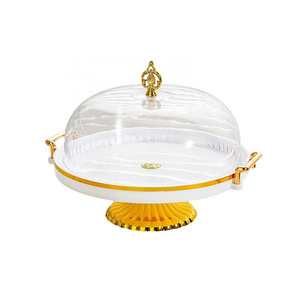 Light Luxury Cake Rack Tray Plastic Cover High Foot with Lid Bread Table Dessert Display Stand