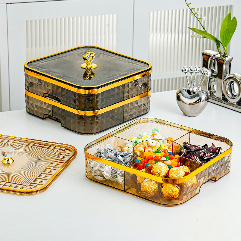 Fruit Tray Household Living Room Coffee Table Dry Candy Box Internet Celebrity Popular Snack Pendant Plate Split Sealed Storage