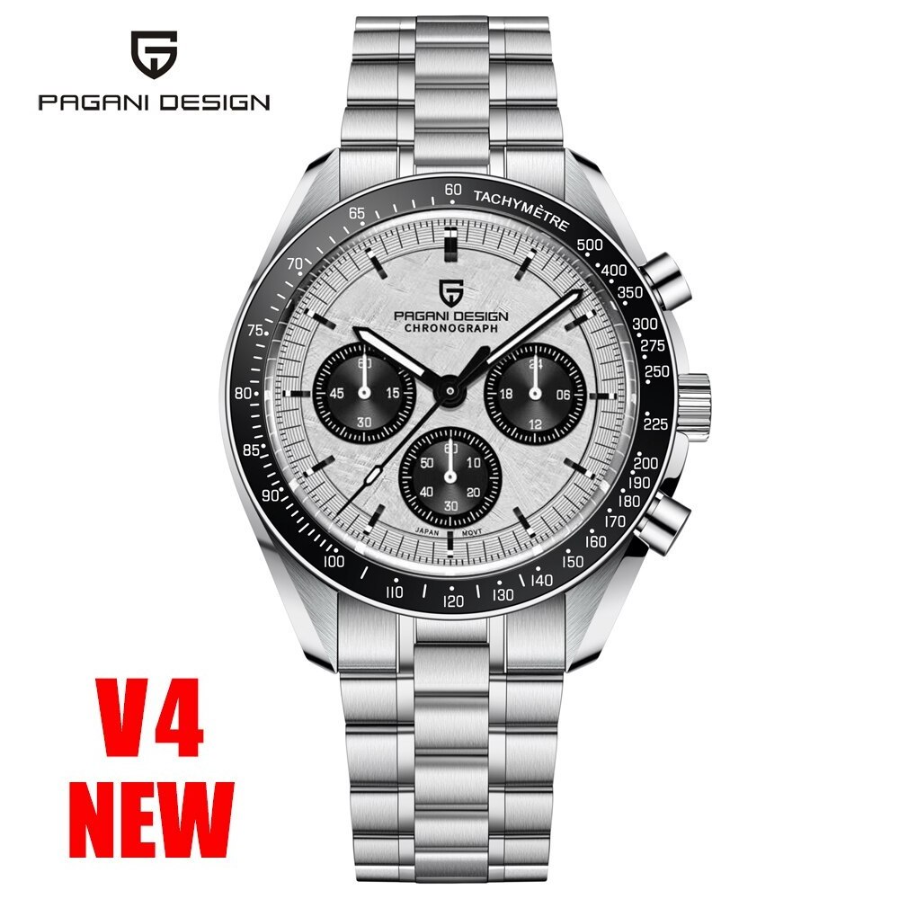 2022 PAGANI DESIGN New Top Brand Men's Wristwatch Sports New Silver Blue Version 5 Chronograph Quartz Watch Sapphire Glass Clock