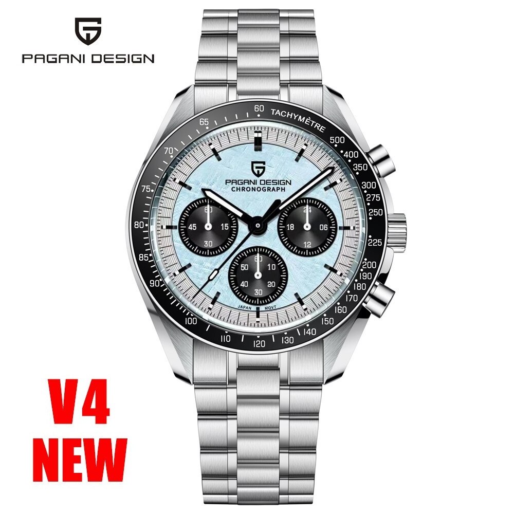 2022 PAGANI DESIGN New Top Brand Men's Wristwatch Sports New Silver Blue Version 5 Chronograph Quartz Watch Sapphire Glass Clock