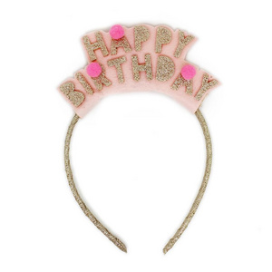 Glitter Birthday metal Headband with letters happy birthday