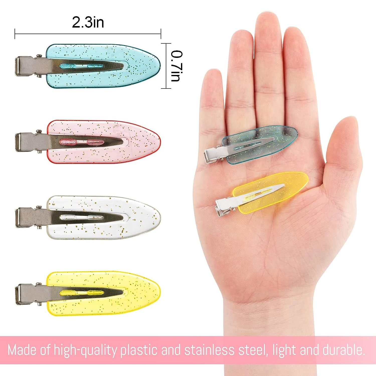 Custom Styling Bling Duck Bill Clips Acetate Acrylic No Dent No Crease Makeup Hair Clips Alligator Hair Barrettes for Salon