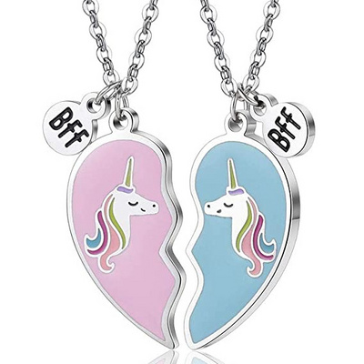 Birthday Gift For Best Friend Sister Heart Necklace BFF Unicorn Jewelry Gift for Friends or Fun Sister Gift Kids Jewelry