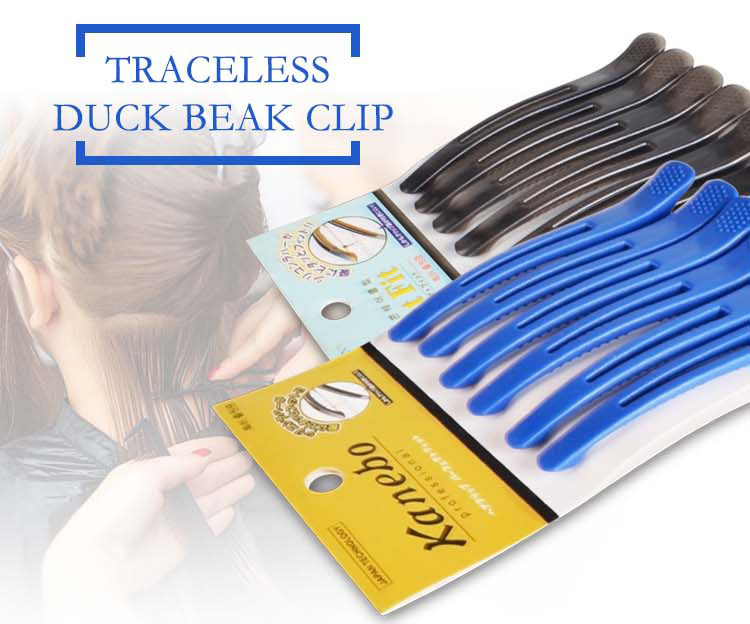 Custom Logo Wholesale Duck Mouth Clips Salon Barber Sectioning Cutting Hair Barrettes  Matte Plastic Duck Bill Hair Clips