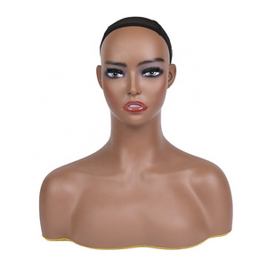 Bust Realistic Female Afro Bald Wig Accessories Display Mannequin Head With Shoulder