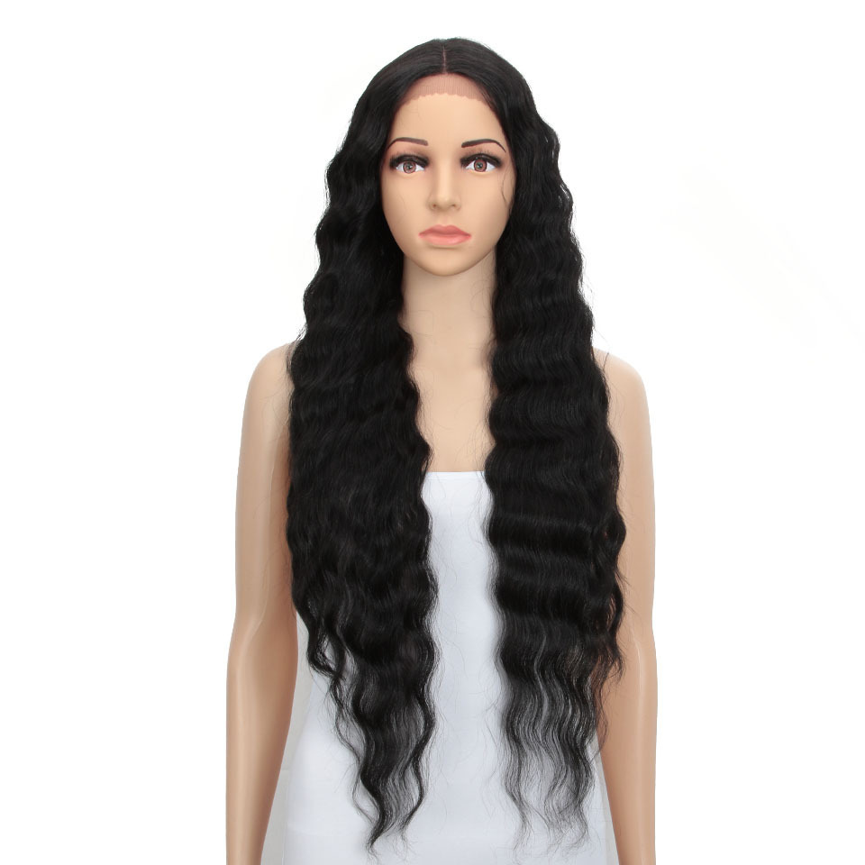 Sleek 28 Inch 8 Colors Deep Wave Lace Front Synthetic Wigs For Black Women Natural Long Wavy best selling Synthetic Hair Wigs