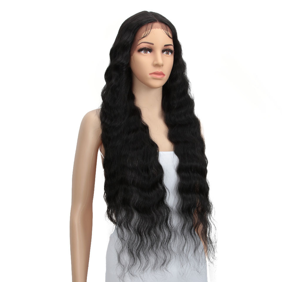 Sleek 28 Inch 8 Colors Deep Wave Lace Front Synthetic Wigs For Black Women Natural Long Wavy best selling Synthetic Hair Wigs