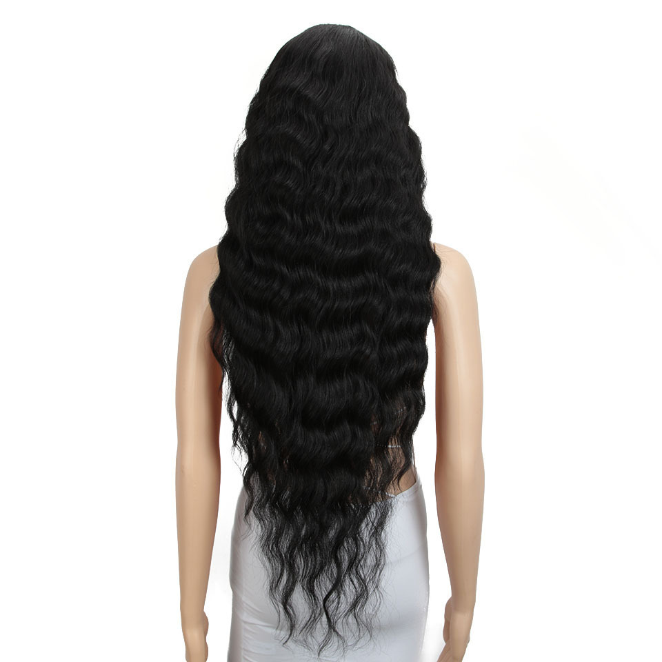 Sleek 28 Inch 8 Colors Deep Wave Lace Front Synthetic Wigs For Black Women Natural Long Wavy best selling Synthetic Hair Wigs