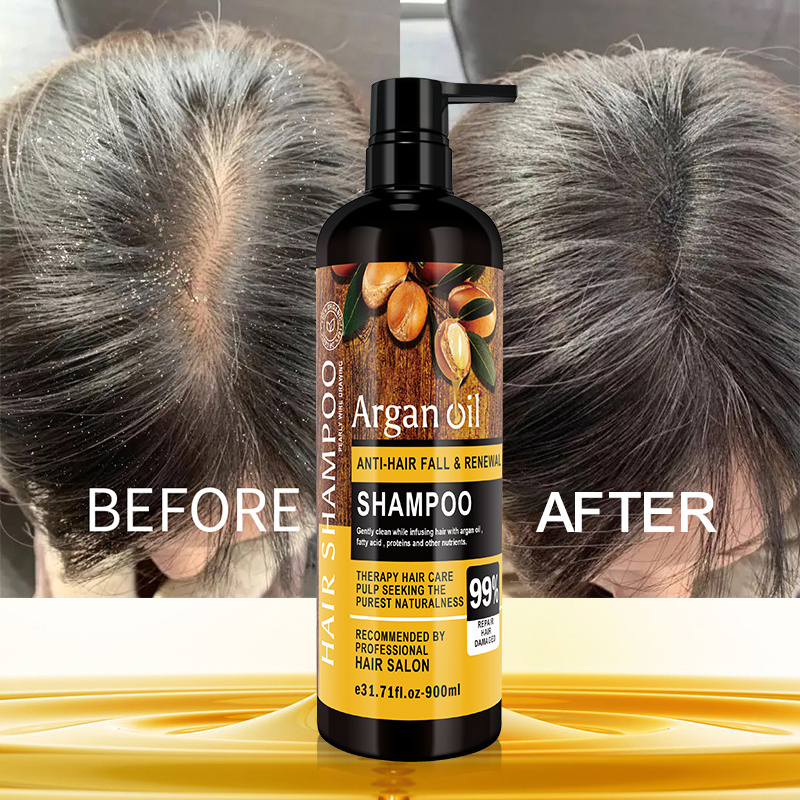 Private Label Organic Biotin Argan Oil Hair Growth Shampoo And Conditioner Set Natural Herbal Thickening Anti Hair Loss Shampoo