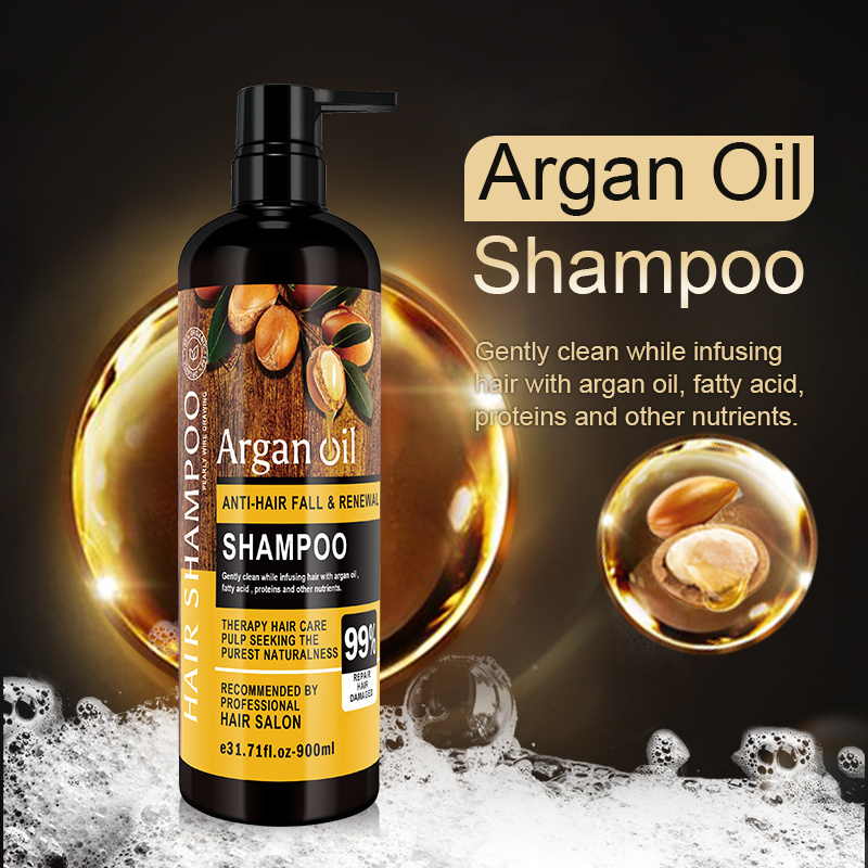 Private Label Organic Biotin Argan Oil Hair Growth Shampoo And Conditioner Set Natural Herbal Thickening Anti Hair Loss Shampoo