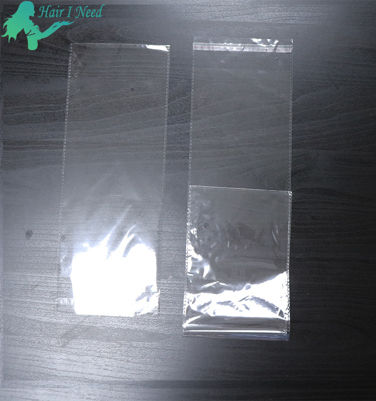 clear self adhesive seal plastic bags transparent packaging for hair extensions