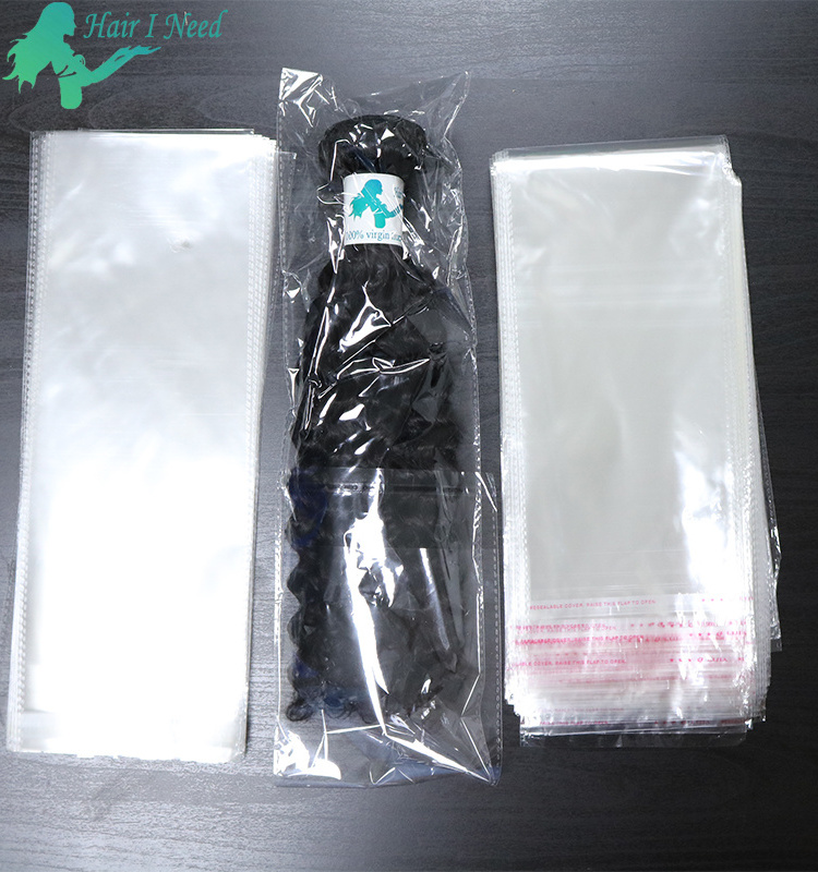 clear self adhesive seal plastic bags transparent packaging for hair extensions