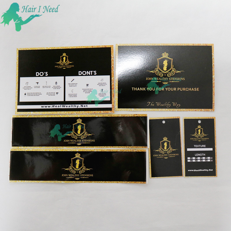 Custom logo printing on hair bundle adhesive wraps free design stickers