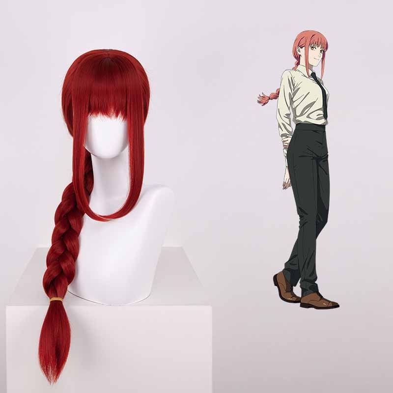 High quality chainsaw man Makima cosplay synthetic Anime wig  Long Pink Braided Synthetic Hair Halloween Pa