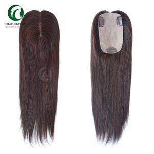 TP - 14" 16" Silk Top Hair Topper Chinese Cuticle Remy Hair Toupee for Women Hairpieces with Clips