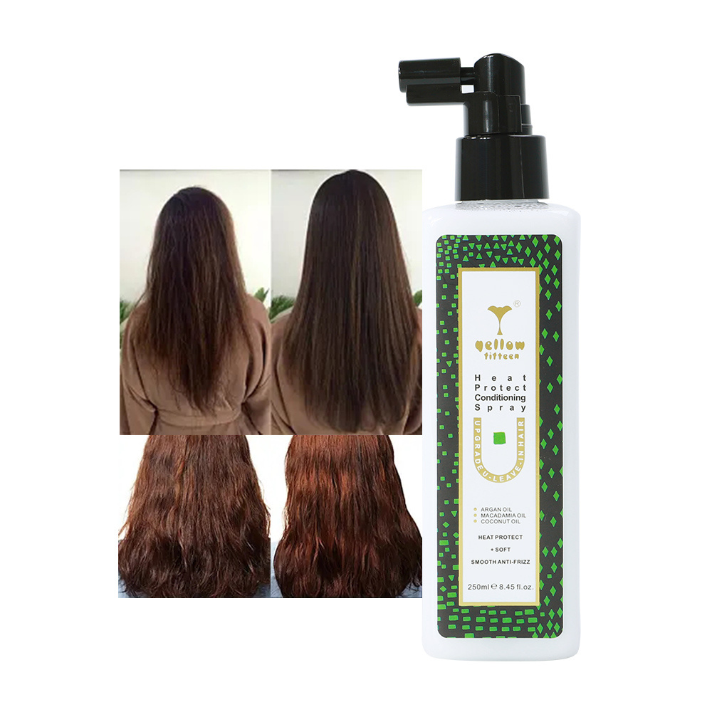 wholesale silkening mist argan coconut heat protection gloss detangling hair care moisturizer spray