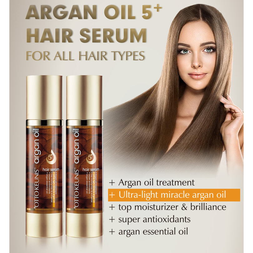 OEM Private Label Argan Oil Hair Serum Argan Essential Oil Treatment For Hydrates and Detangles Hair, Wigs and Hair Extensions