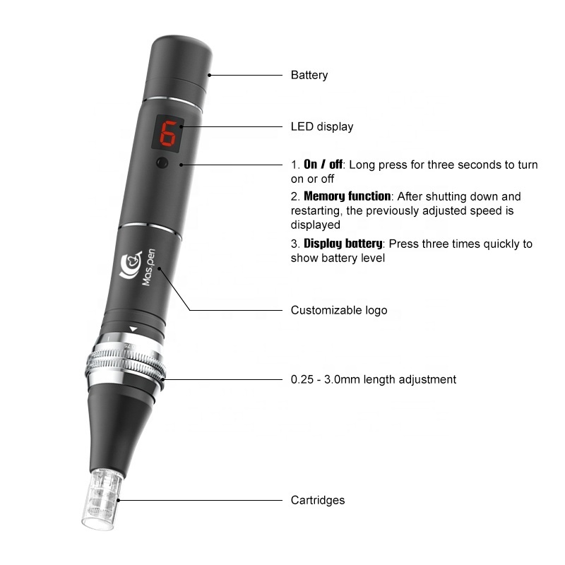 Mas.pen L8 Professional Wireless Cartridges Electric Microneedling Derma Pen Skin Care Tool Kit for Face and Body