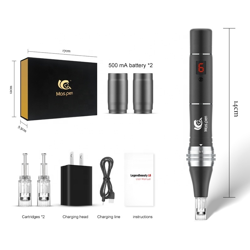 Mas.pen L8 Professional Wireless Cartridges Electric Microneedling Derma Pen Skin Care Tool Kit for Face and Body