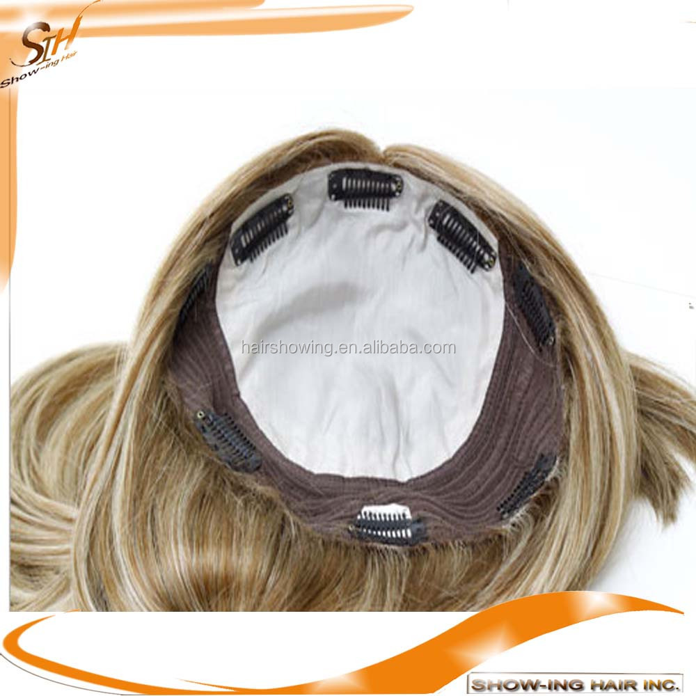 natural blond color human hair topper wig,wefted topper