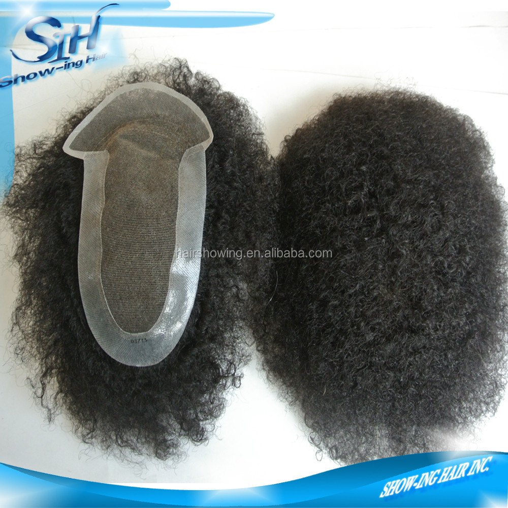 Best quality French lace afro curl hair system for men