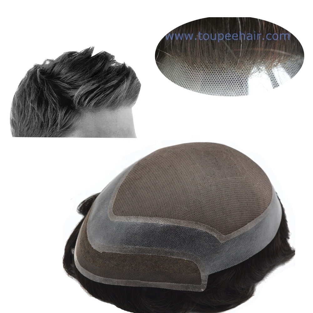 stock wholesale cheap toupee for men, mono poly lace Durable Hair Replacement