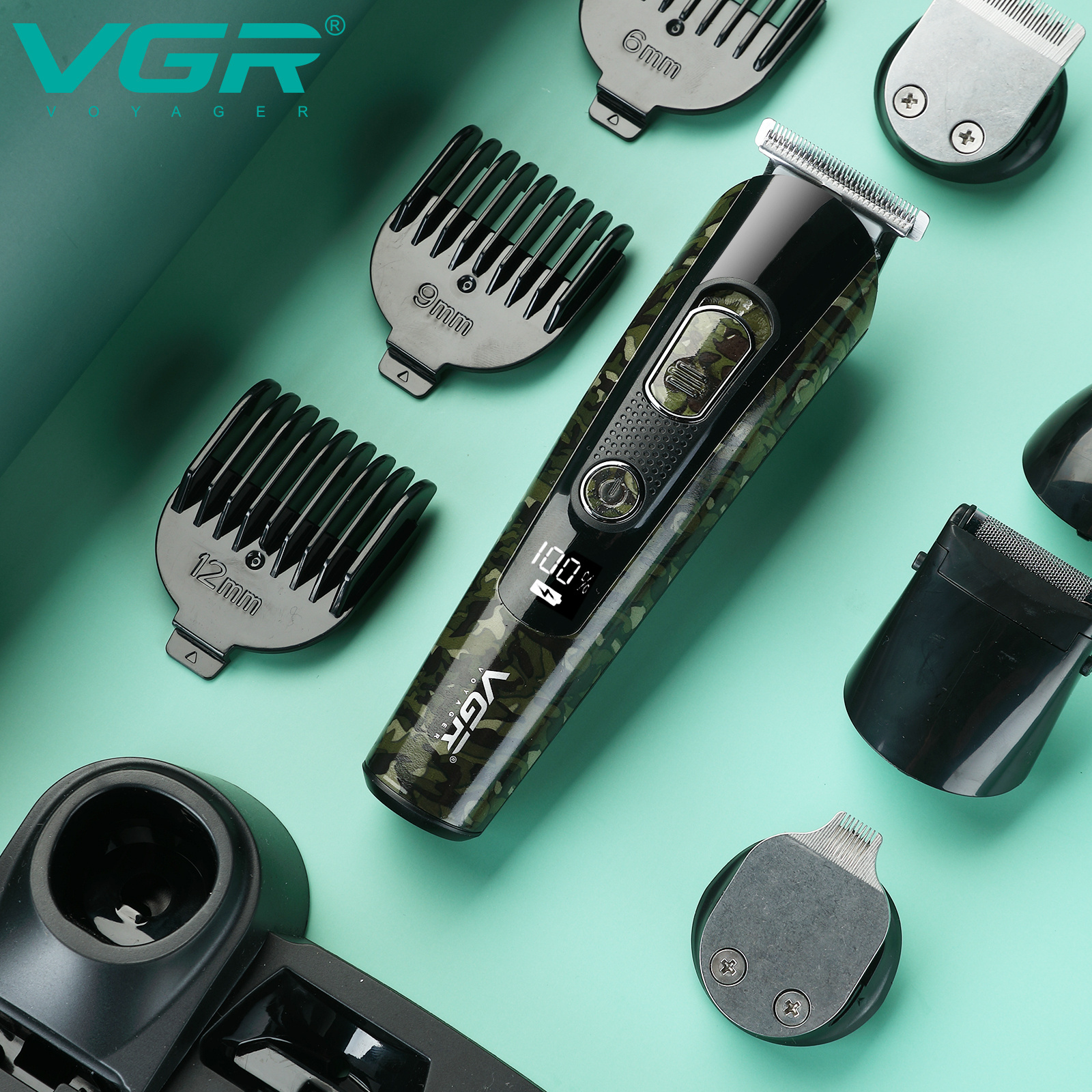 VGR V-102 Mens Grooming Kits 5 in 1 Beard Shaver Rechargeable Professional Electric Hair Clipper Body and Nose Trimmer for Men