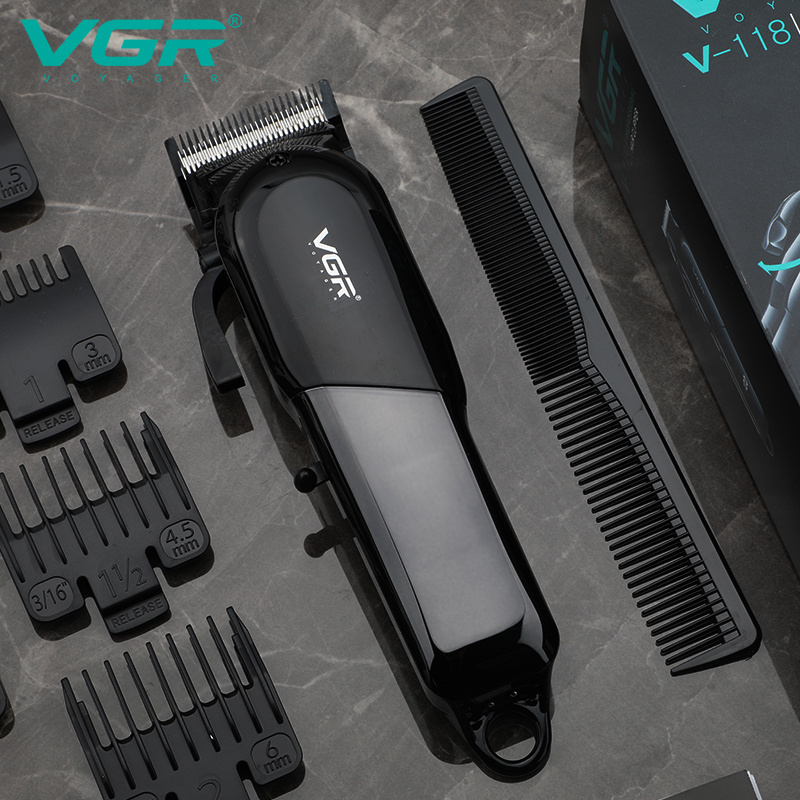 VGR V-118  Hair Cut Machine Rechargeable Barber Cordless Professional Hair Clipper for Men