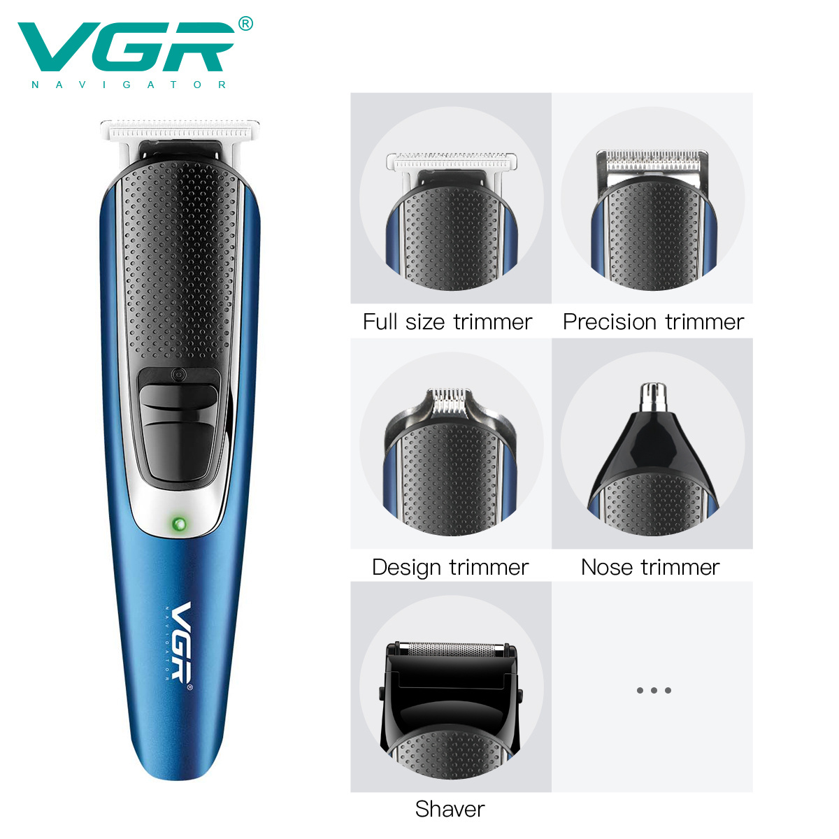 VGR V-172 5 in 1 Grooming Kits Professional Mens Hair Clippers Set Hair and Berad Trimmer Cordless