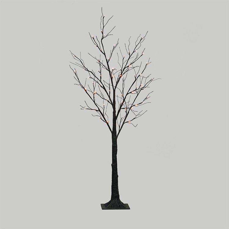 Dual LED lighted Black Glittered Tree Lights Halloween Decoration