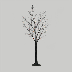 Dual LED lighted Black Glittered Tree Lights Halloween Decoration