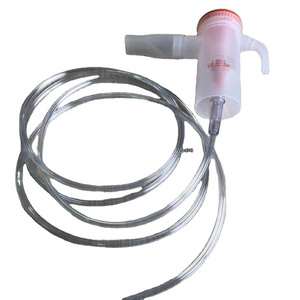 Hand holding Nebulizer mask kit with tube Tubing  nebulizer bottle  aerosol Cup 6ml  20ml  with mouth piece